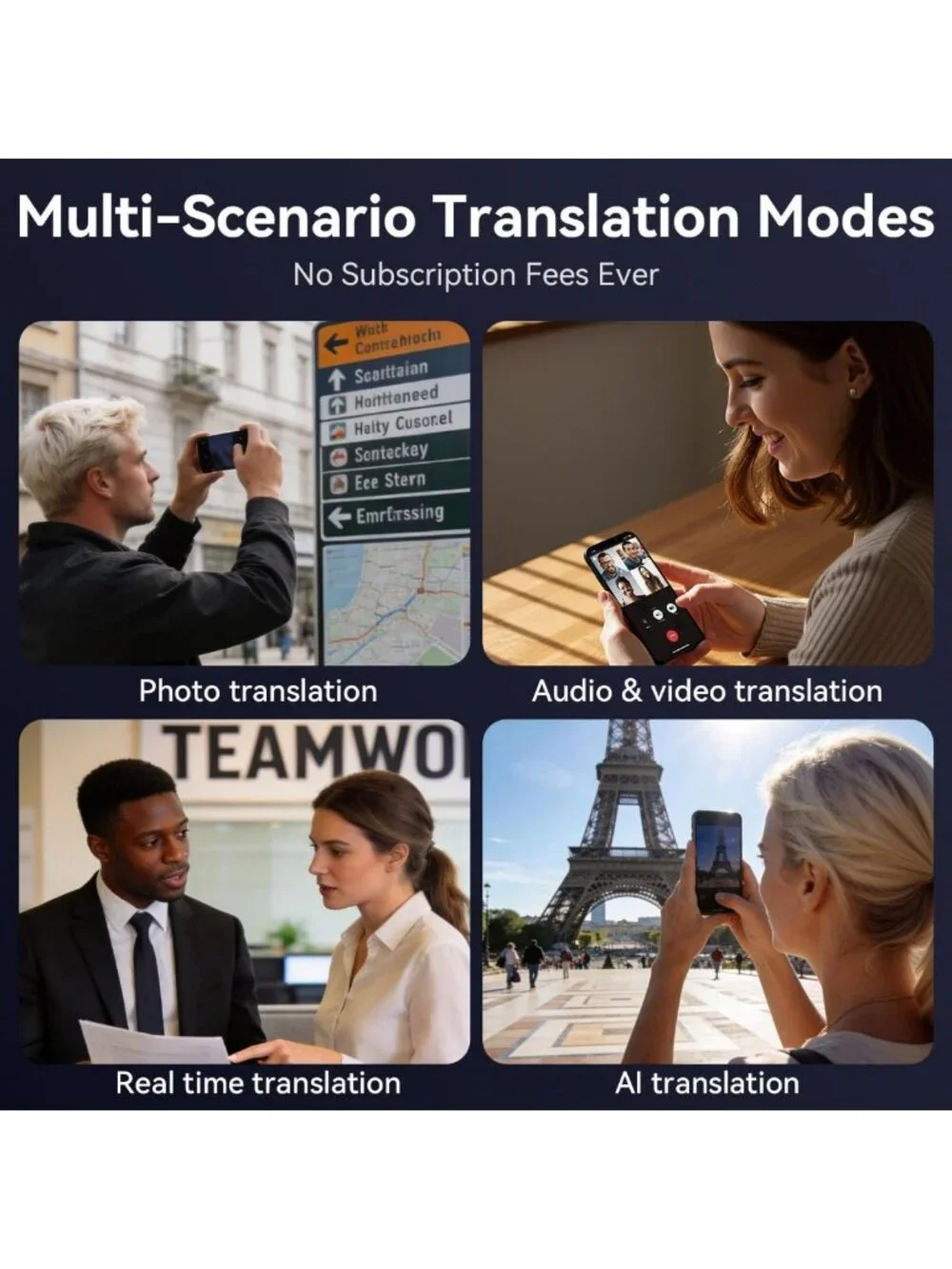 Smart Translation Glasses - 100+ Languages, Bluetooth 5.4, UV & Blue Light